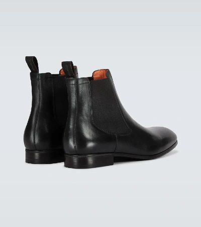 Shop Santoni Chelsea Leather Boots In Black