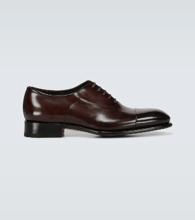 Shop Santoni Classic Oxford Leather Shoes In Brown