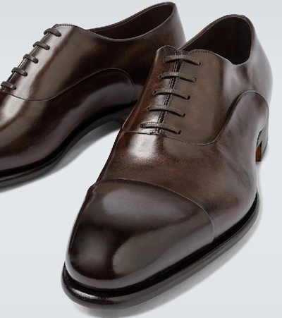 Shop Santoni Classic Oxford Leather Shoes In Brown