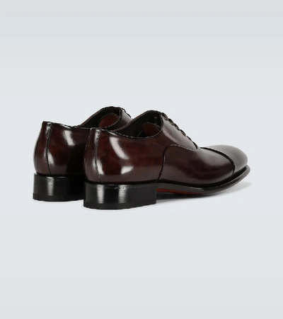 Shop Santoni Classic Oxford Leather Shoes In Brown