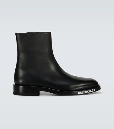Shop Balenciaga Soft Bootie Leather Boots In Black