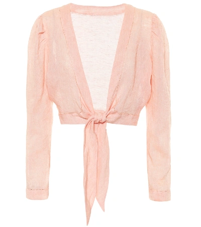 Shop Lisa Marie Fernandez Linen Crop Top In Pink