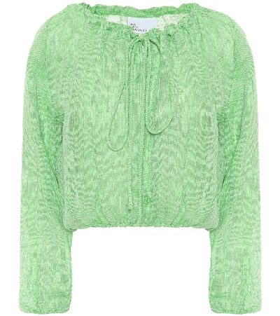 Shop Lisa Marie Fernandez Linen-blend Gauze Blouse In Green