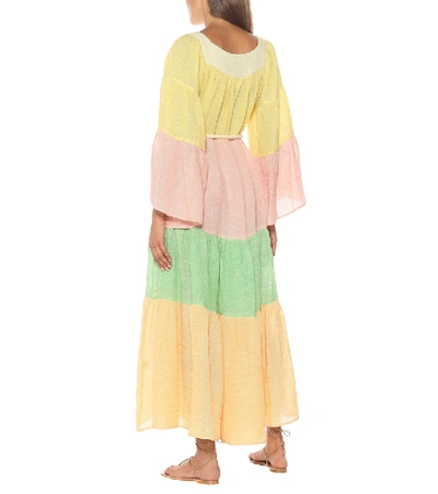 Shop Lisa Marie Fernandez Linen-blend Gauze Maxi Dress In Multicoloured