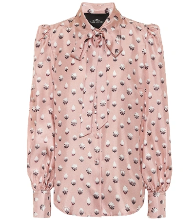 Shop Marc Jacobs Printed Silk-satin Blouse In Pink