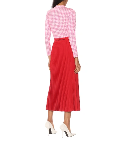 Shop Balenciaga Pleated Midi Skirt In Red