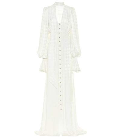 Shop Balmain Houndstooth Maxi Dress In White