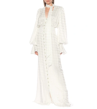 Shop Balmain Houndstooth Maxi Dress In White
