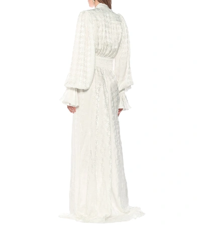 Shop Balmain Houndstooth Maxi Dress In White