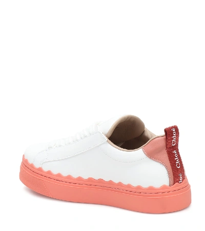 Shop Chloé Lauren Leather Sneakers In White