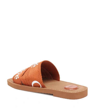 Shop Chloé Woody Canvas Sandals In Brown