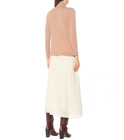 Shop Agnona Cashmere Turtleneck Knit Sweater In Beige