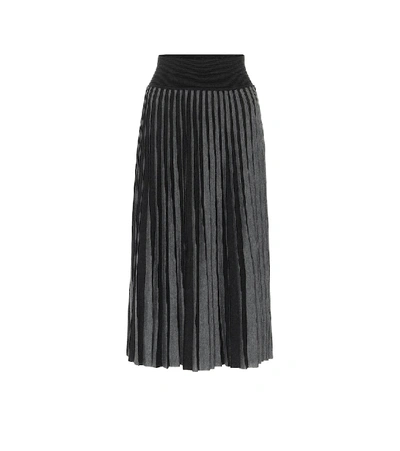 Shop Agnona Stretch-wool Midi Skirt In Grey