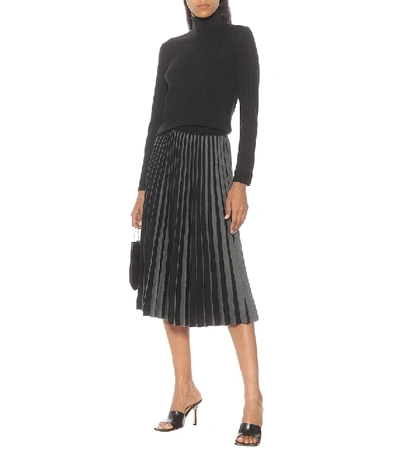 Shop Agnona Stretch-wool Midi Skirt In Grey