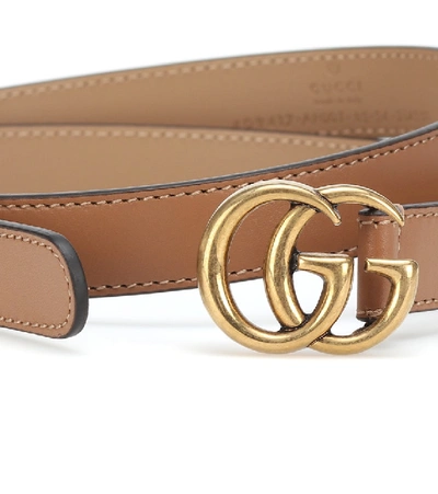 Shop Gucci Gg Leather Belt In Brown