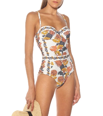 Shop Tory Burch Floral Swimsuit In White