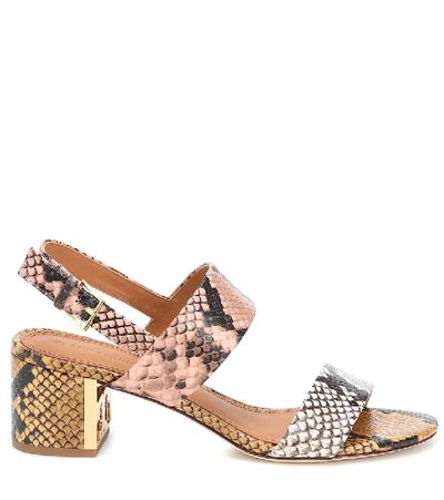 Shop Tory Burch Gigi Snake-effect Leather Sandals In Multicoloured