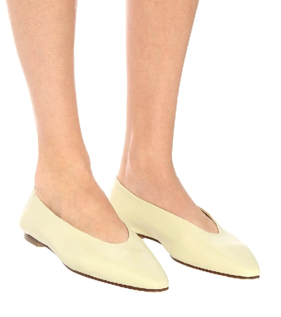 Shop Aeyde Betty Leather Ballet Flats In White
