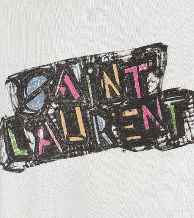 Shop Saint Laurent Logo Cotton-jersey T-shirt In White