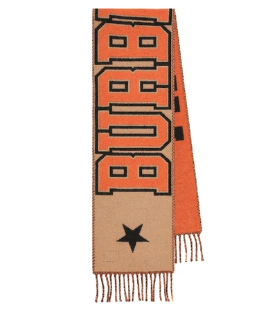 Shop Burberry Varsity Wool-blend Scarf In Beige