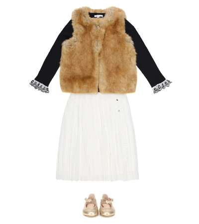 Shop Chloé Pleated Crêpe Skirt In White