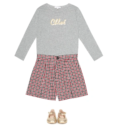 Shop Chloé Checked Shorts In Red