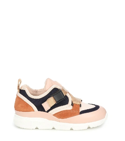 Shop Chloé Colorblocked Sneakers In Beige