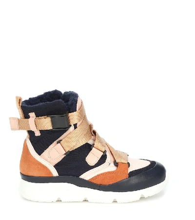 Shop Chloé Colorblocked High-top Sneakers In Multicoloured