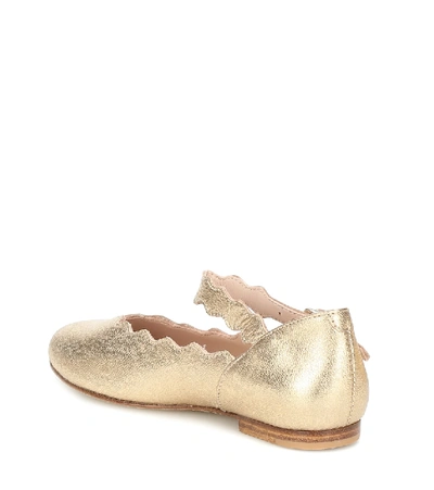 Shop Chloé Leather Ballet Flats In Gold