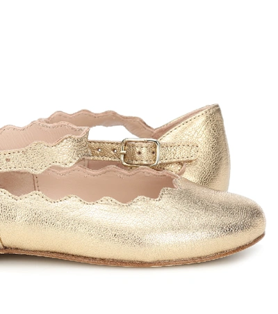 Shop Chloé Leather Ballet Flats In Gold