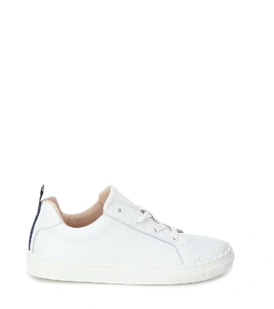 Shop Chloé Leather Sneakers In White