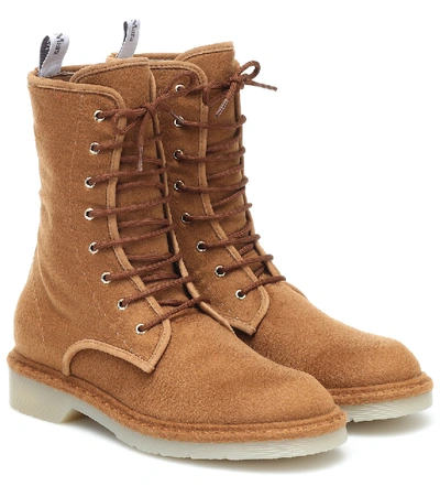 Shop Max Mara Baker Wool-felt Combat Boots In Brown