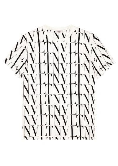 Shop Valentino Vltn Times Printed Cotton T-shirt In White