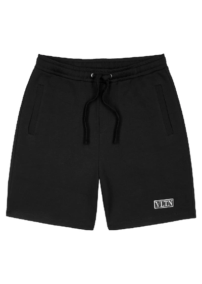 Shop Valentino Vltn Black Cotton-blend Shorts