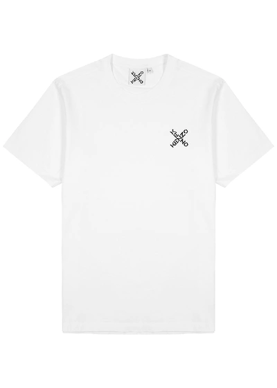 Shop Kenzo White Logo-print Cotton T-shirt
