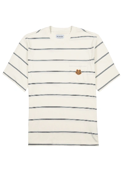 Shop Kenzo Cream Striped Cotton T-shirt In White