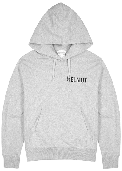 Shop Helmut Lang Standard Logo Hooded Cotton Sweatshirt In Grey
