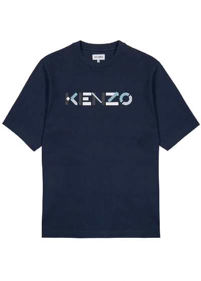 Shop Kenzo Navy Logo Cotton T-shirt