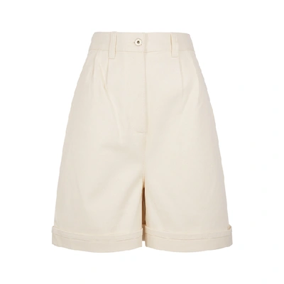 Shop Loewe Ecru Longline Denim Shorts In Ivory