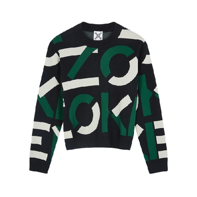 Shop Kenzo Logo-intarsia Knitted Jumper In Multicoloured