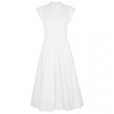 Shop Alexander Mcqueen White Piqué Cotton Midi Dress