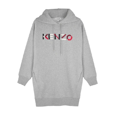 Shop Kenzo Grey Logo Cotton Sweatshirt Dress