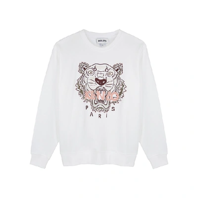 Shop Kenzo White Tiger-embroidered Cotton Sweatshirt