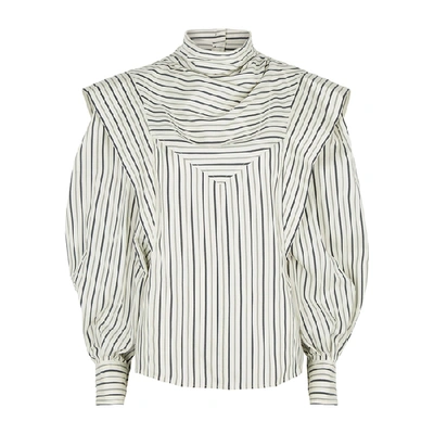 Shop Isabel Marant Bianca Striped Silk Crepe De Chine Blouse In Anthracite
