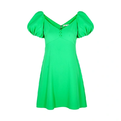 Shop Alice And Olivia Dana Green Puff-sleeve Mini Dress