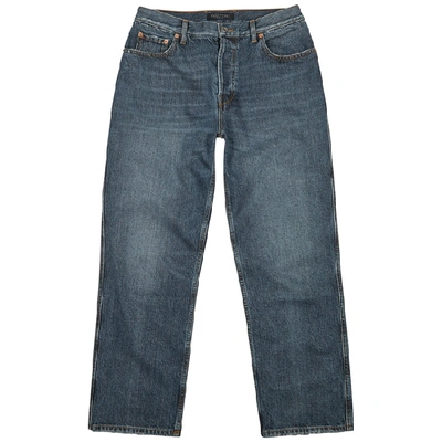 Shop Valentino Vlogo Blue Tapered Jeans In Denim