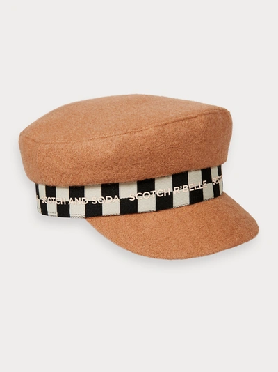 Shop Scotch & Soda Wool-blend Captain Hat In Beige