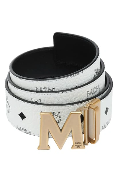 Shop Mcm Visetos Reversible Belt In White