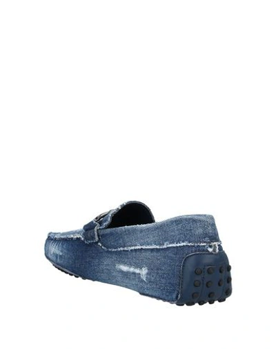 Shop Tod's Man Loafers Blue Size 6.5 Textile Fibers
