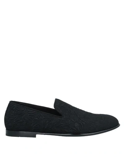 Dolce & Gabbana Black Dg Crown Embroidery Loafers Slip On Shoes